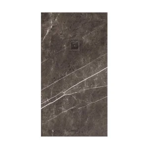Duschwanne aus Harz mit Schieferstruktur. Sahara Graphit Marmoroptik - rutschfest STONE 3D modern