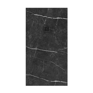 Duschwanne aus Harz mit Schieferstruktur. Black Sahara Marmoroptik – rutschfest STONE 3D modern