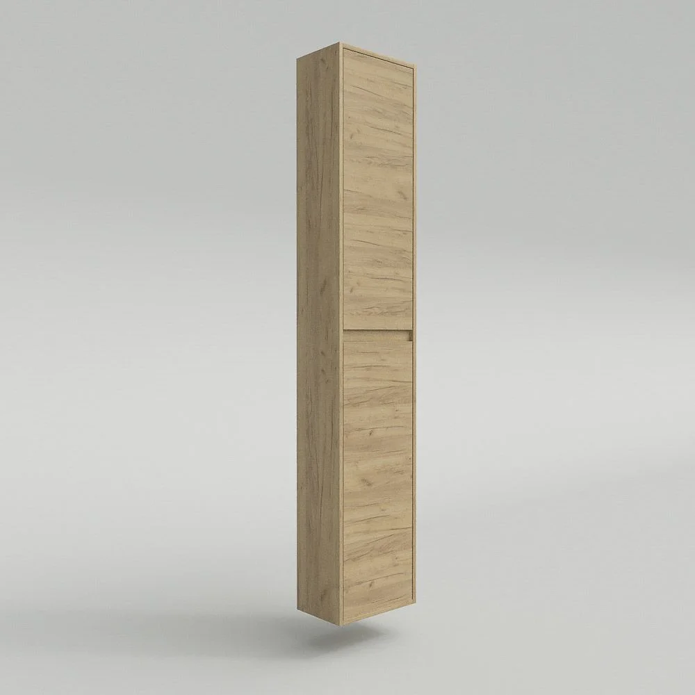 2-türige hängende Badezimmersäule 185 cm x 35 cm x 25 cm Ausführung in EICHE HELL