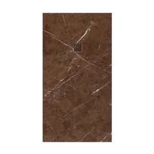 Duschwanne aus Harz mit Schieferstruktur. Brauner Sahara-Marmor-Effekt – rutschfest STONE 3D modern
