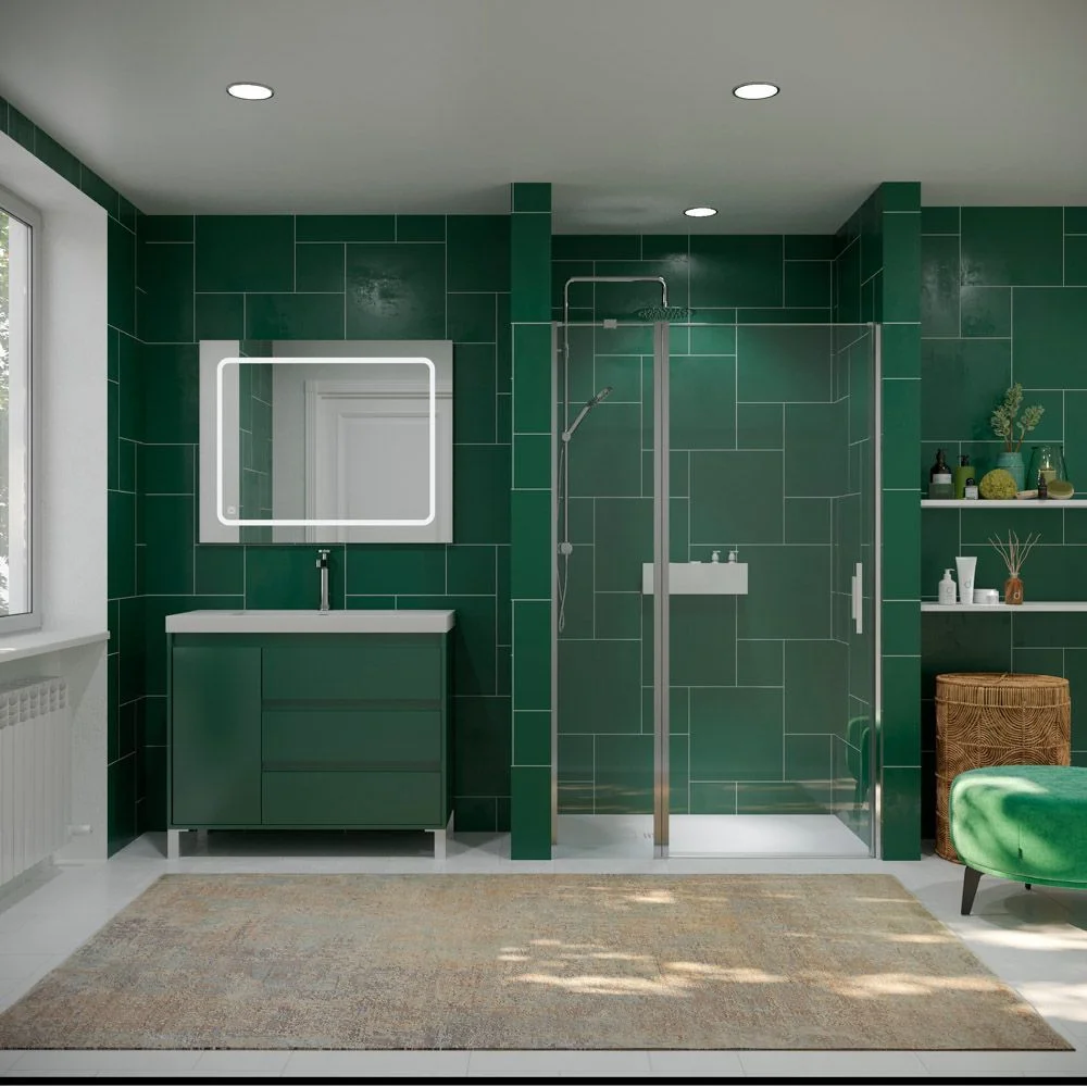 Badezimmerschrank mit Beinen 3 Schubladen / 1 Tür Ausführung CARMEN OLIVE GRÜN