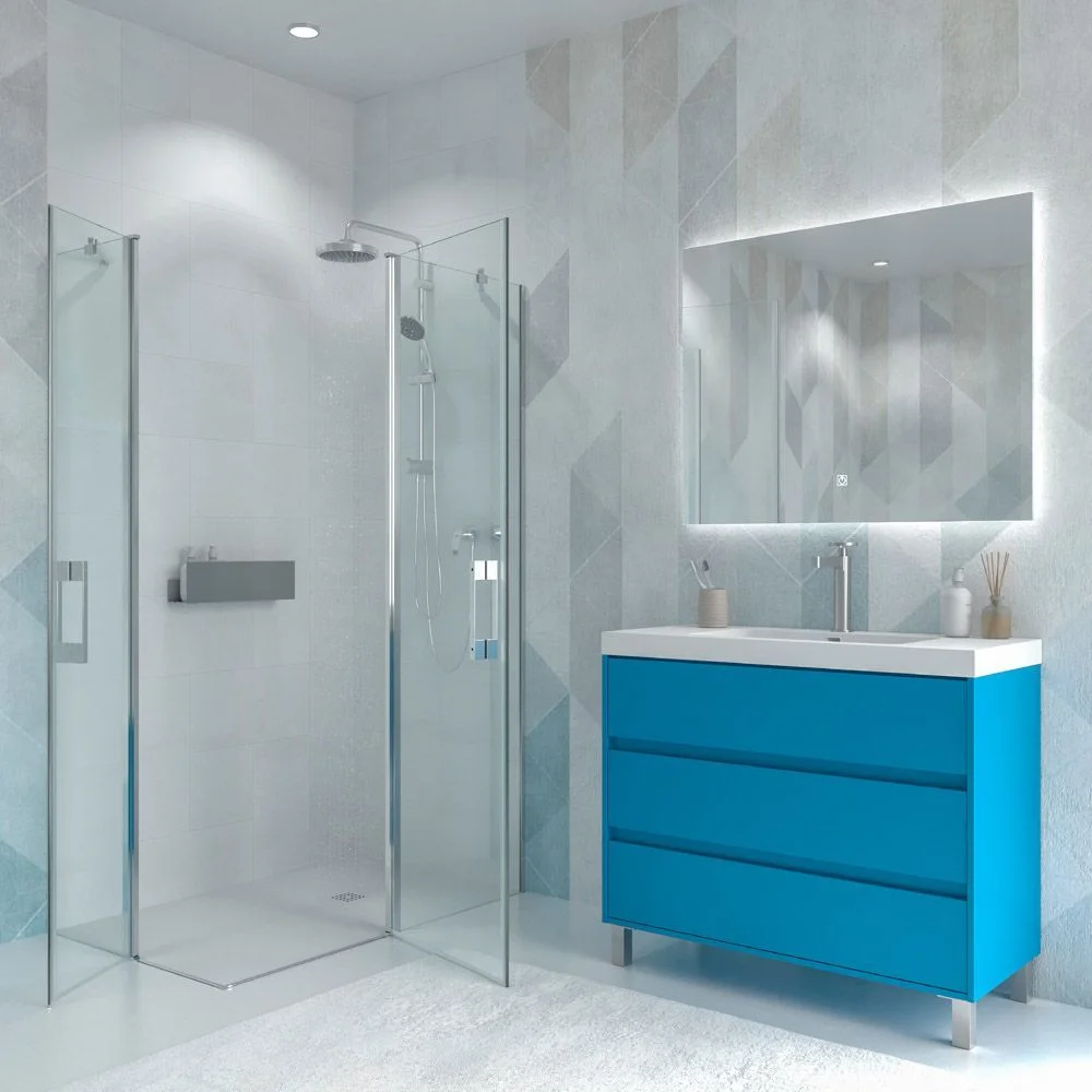 Badezimmermöbel mit Beinen 3 Schubladen CARMEN HELLBLAU