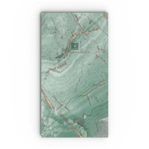 Duschwanne aus Harz mit Schieferstruktur. Effekt in Marble Forest Kupfer und anderen Oberflächen – moderne STONE 3D rutschfest