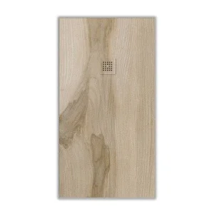 Resin Duschwanne Schieferstruktur Holzoptik Finish Esche Natur – rutschfest STONE 3D modern