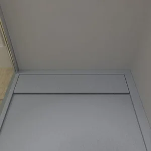 Eingerahmte Duschwanne aus Harz URBANSTONE Cement Grey mit antibakterieller und rutschfester Schieferstruktur. Farben zur Auswahl. verstecktes Gitter.
