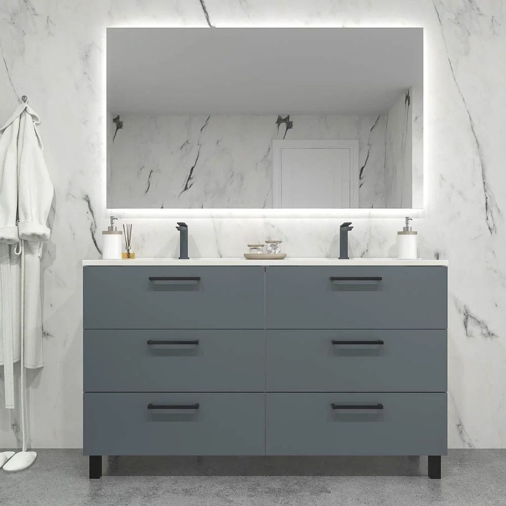 NEXO Badezimmermöbel mit Beinen 6 GRAPHITE-Schubladen