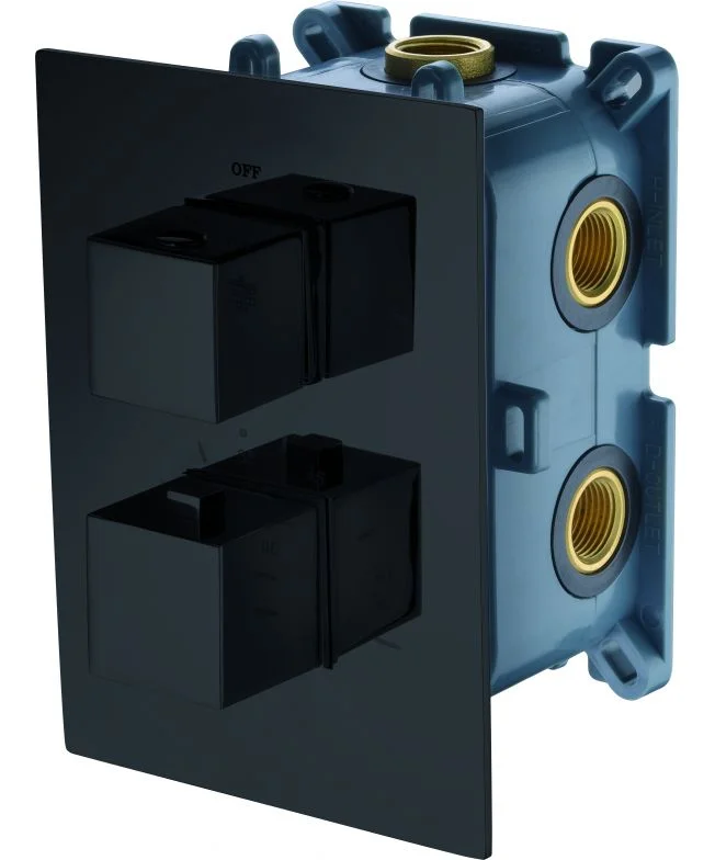 Mattschwarzer 4-Wege-Thermostat-Einbaumischer [ VAROBATH ]