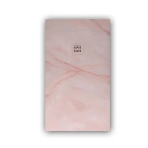 Duschwanne aus Harz mit Schieferstruktur. Effekt in portugiesischem rosa Marmor und anderen Oberflächen – moderner STONE 3D rutschfest