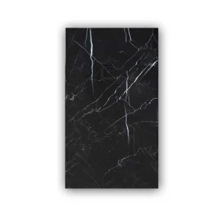 Duschwanne aus Harz mit Schieferstruktur. Effekt in schwarzem Marquina-Marmor und anderen Oberflächen – moderner STONE 3D rutschfest