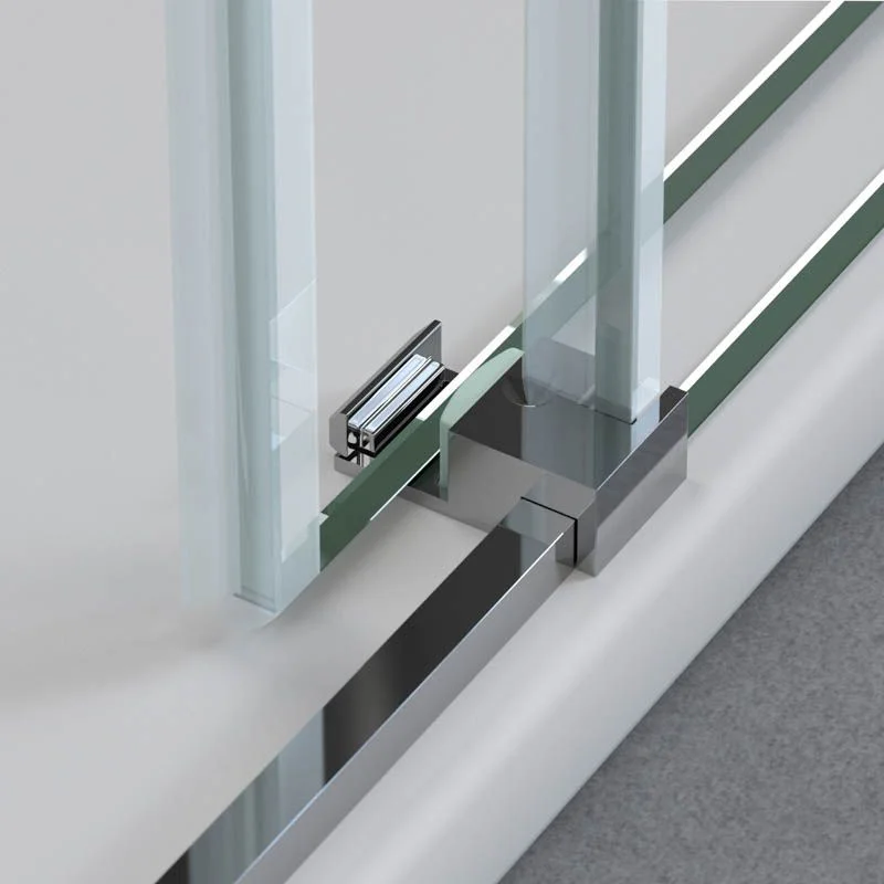 Rechteckige Duschwand SENIOR 2 fest -2 Glasschiebetüren 8 mm ohne Unterprofil. BRIGHT CHROM-Finish – Bild 4