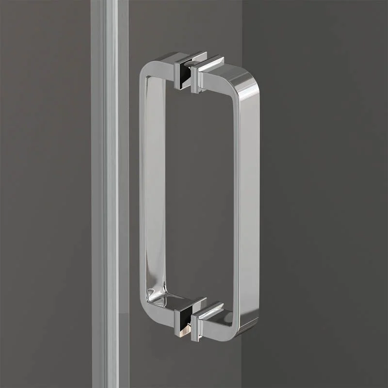 Rechteckige Duschwand SENIOR 2 fest -2 Glasschiebetüren 8 mm ohne Unterprofil. BRIGHT CHROM-Finish – Bild 2