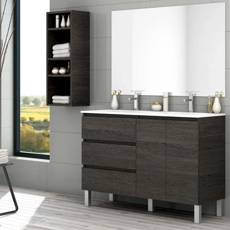 MANILA Badmöbel bodenstehend 120 cm 3 Schubladen / 2 Türen mit Keramikwaschbecken