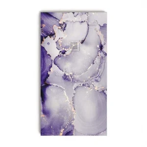 Duschwanne aus Harz mit Schieferstruktur. Effekt in Marble Forest Violett Pflanze und anderen Oberflächen – rutschfester moderner STONE 3D