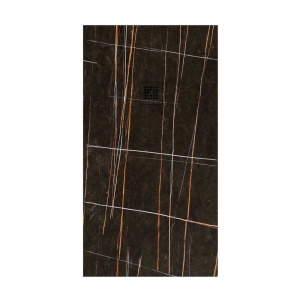 Duschwanne aus Harz mit Schieferstruktur. Sahara Gold Marmoroptik – trittsicher STONE 3D modern