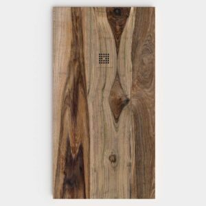 Duschwanne aus Schieferharz mit Schieferstruktur in Holz Wolga Walnuss - STONE 3D modern non-slip
