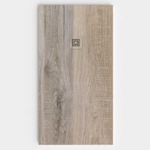 Duschwanne aus Schieferharz mit Schieferstruktur in Wildeiche Holz - STONE 3D modern non-slip