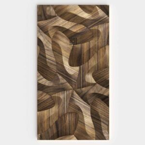Duschwanne aus Schieferharz mit Schieferstruktur in Radiata-Holz - STONE 3D modern non-slip