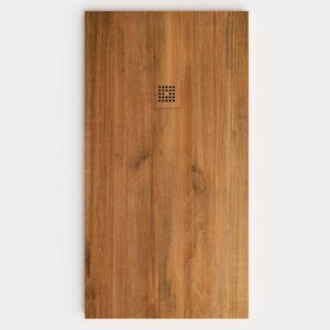 Duschwanne aus Schieferharz mit Schieferstruktur in Pampa Eiche Holz - STONE 3D modern non-slip
