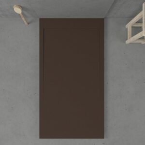 Eingerahmte Duschwanne aus Harz URBANSTONE Braun RAL 8017 – Schieferstruktur – antibakteriell und rutschfest. Farben zur Auswahl. Verdecktes Gitter
