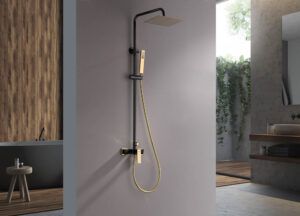 Einhebel-Duschset INFINITE Schwarz (glänzend) / Gold glänzend