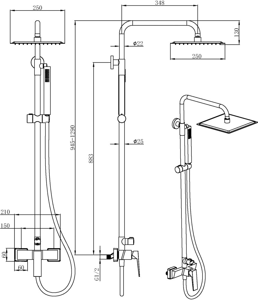 Einhebel-Duschset INFINITE Mattschwarz