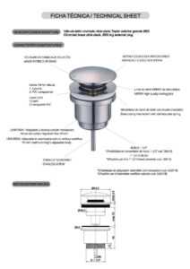 Ablaufventil Click-Clack (Pop-up) Pilzform Nickel gebürstet