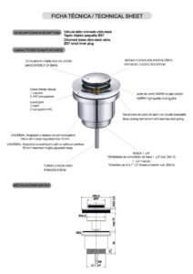 Ablaufventil Click-Clack (Pop-up) Pilzform kleiner Stopfen Chrom
