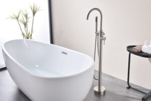 Badewannenarmatur für freistehende Badewanne ALPHA Nickel gebürstet