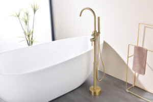 Badewannenarmatur für freistehende Badewanne ALPHA Gold gebürstet