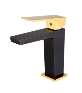 Einhebel-Waschtischarmatur INFINITE Schwarz (glänzend) / Gold glänzend